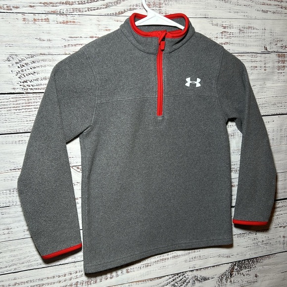 Under Armour Quarter Zip Jacket Gray and Red Size 6 - Picture 3 of 15